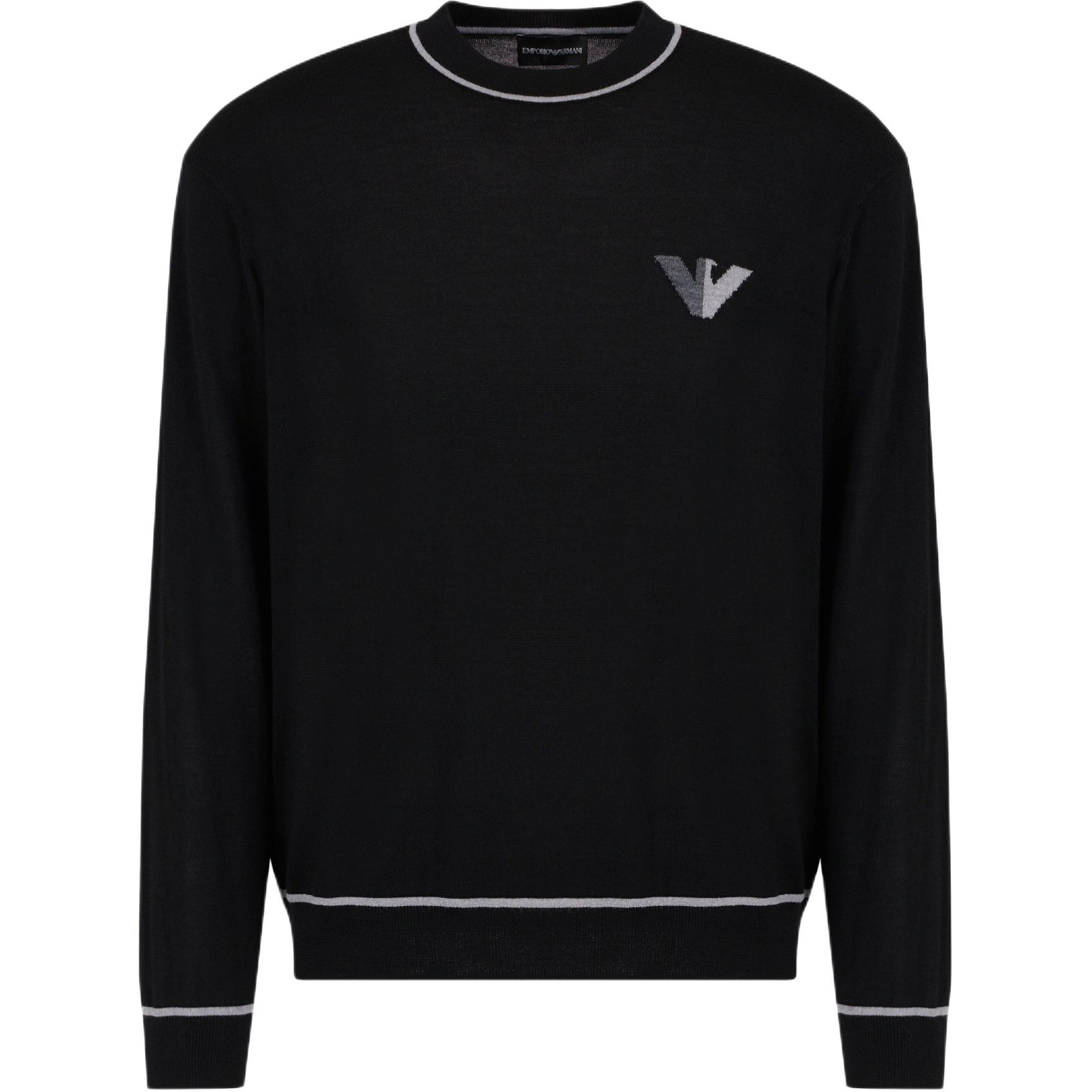 Order Emporio Armani  Black Logo Eagle Striped Crewneck Sweater. 6D1MXH-1MJLZ-F033