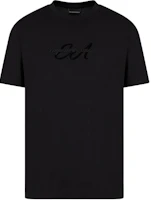 EMPORIO ARMANI Black Logo Embroidered Crew Neck Short Sleeve T-Shirt 6D1TQ8-1JOCZ-0999 EMPORIO ARMANI Black Logo Embroidered Crew Neck Short Sleeve T-Shirt 6D1TQ8-1JOCZ-0999