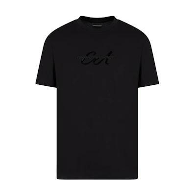 EMPORIO ARMANI Black Logo Embroidered Crew Neck Short Sleeve T-Shirt 6D1TQ8-1JOCZ-0999