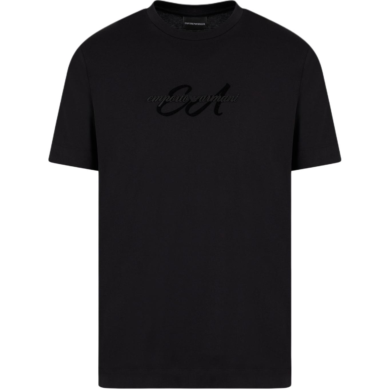 Order EMPORIO ARMANI Camiseta Negra de Manga Corta con Logo Bordado y Cuello Redondo 6D1TQ8-1JOCZ-0999