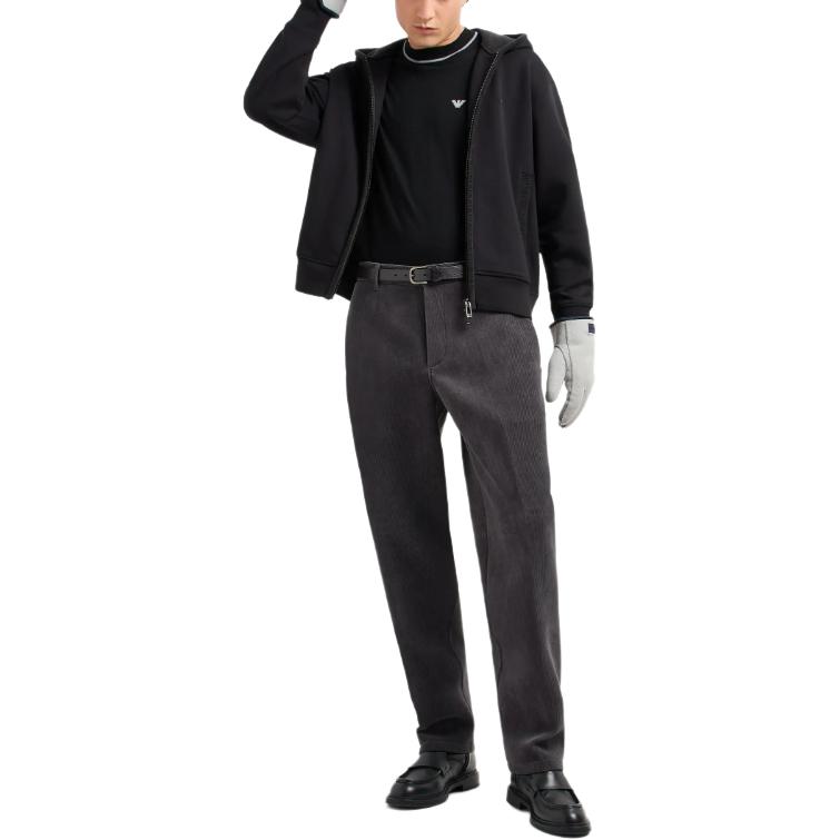 Shop 埃mporio Armani 黑色刺绣Logo拉链连帽夹克外套 6D1M97-1JHSZ-0999