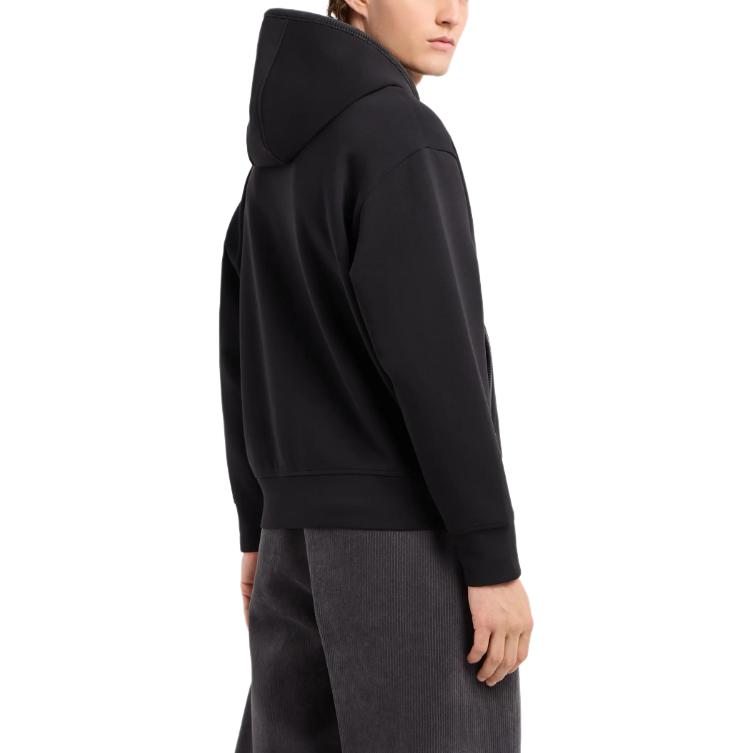 Purchase 埃mporio Armani 黑色刺绣Logo拉链连帽夹克外套 6D1M97-1JHSZ-0999