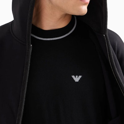 埃mporio Armani 黑色刺绣Logo拉链连帽夹克外套 6D1M97-1JHSZ-0999 Details for 埃mporio Armani 黑色刺绣Logo拉链连帽夹克外套 6D1M97-1JHSZ-0999