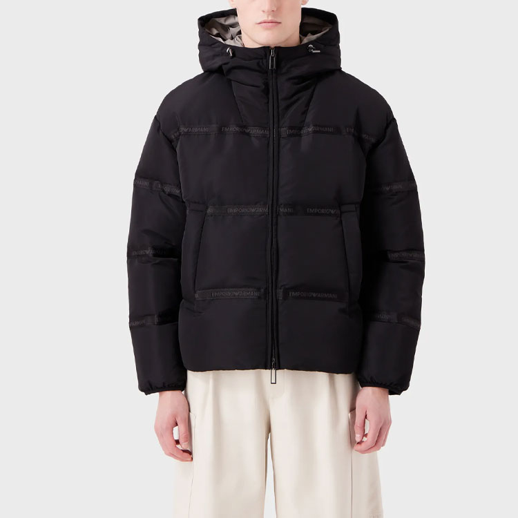 Details for Emporio Armani Chaqueta Negra con Capucha y Cremallera Logo 6R1B90-NCFZ1-0999