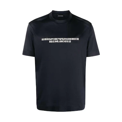 Emporio Armani Black Logo Print Crew Neck Casual T-Shirt. 1JUVZ6-R1TDI-09N7