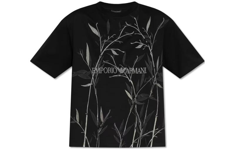 Order Emporio Armani 黑色標誌印花寬鬆版型圓領T恤 3D1T6S-1J7FZ-0070