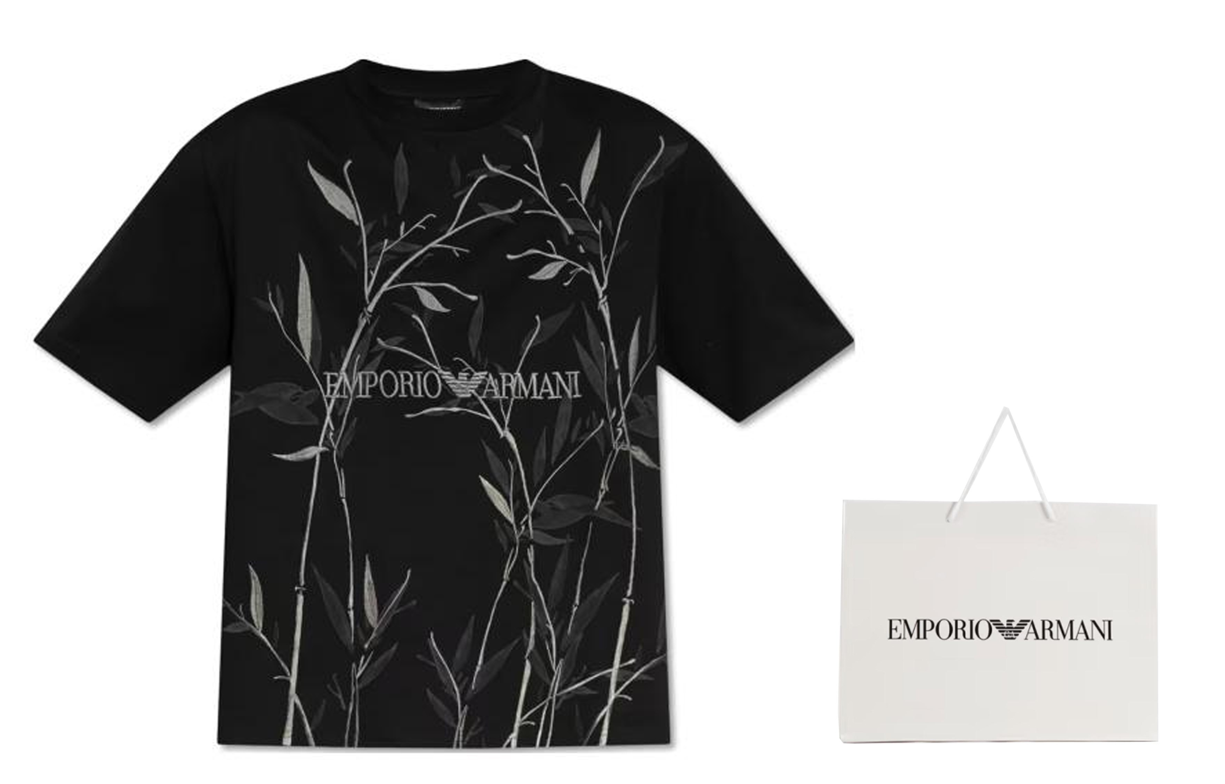 Lookbook Emporio Armani 黑色標誌印花寬鬆版型圓領T恤 3D1T6S-1J7FZ-0070