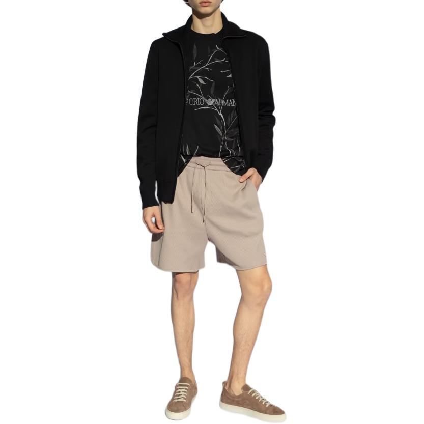 Shop Emporio Armani 黑色標誌印花寬鬆版型圓領T恤 3D1T6S-1J7FZ-0070