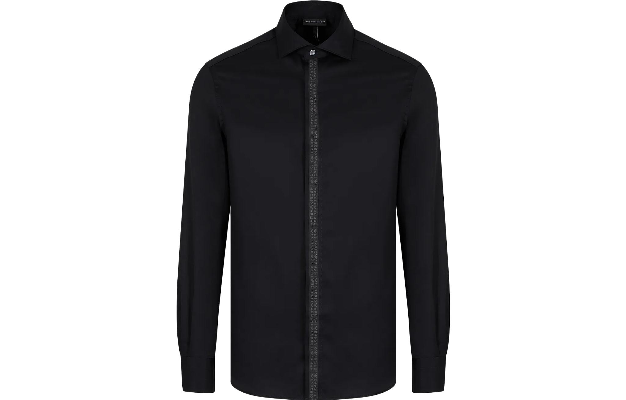 EMPORIO ARMANI  Black Logo Print Long Sleeve Button-Up Shirt 6R1C87-1K1XZ-10094