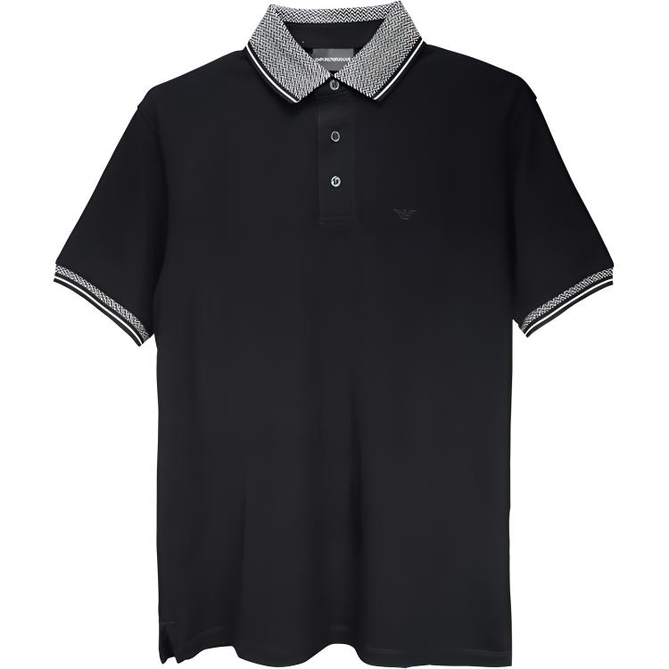 Order EMPORIO ARMANI  Black Logo Print Slim Fit Short Sleeve Polo Shirt. 3D1FM5-1JTKZ-0072