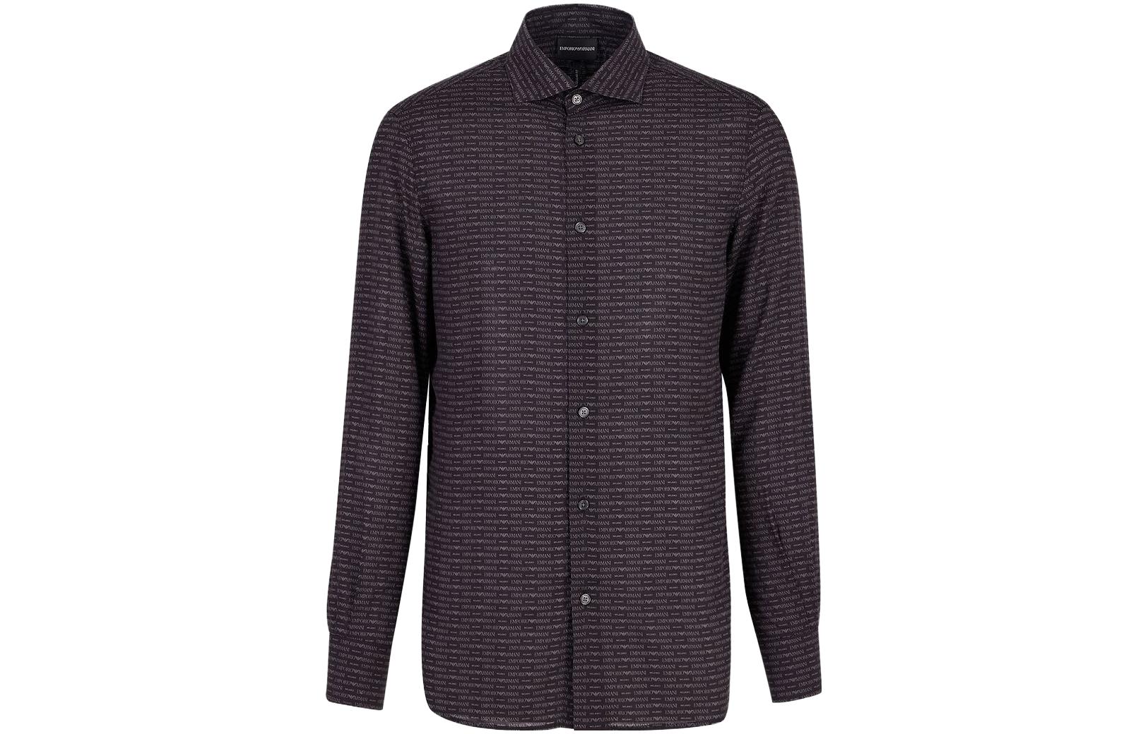 Emporio Armani  Black Logo Printed Long Sleeve Shirt. 6R1CN1-1NKGZ-1F054