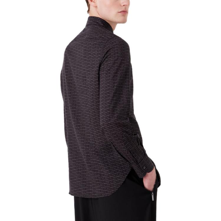 Shop エンポリオアルマーニ ロゴプリント入りブラック長袖シャツ 6R1CN1-1NKGZ-1F054