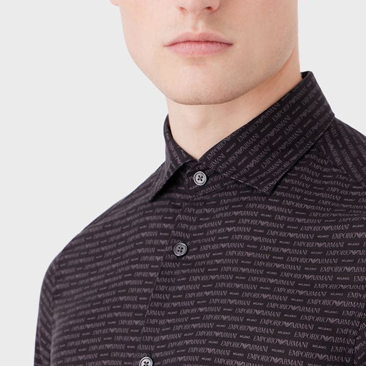 Details for エンポリオアルマーニ ロゴプリント入りブラック長袖シャツ 6R1CN1-1NKGZ-1F054