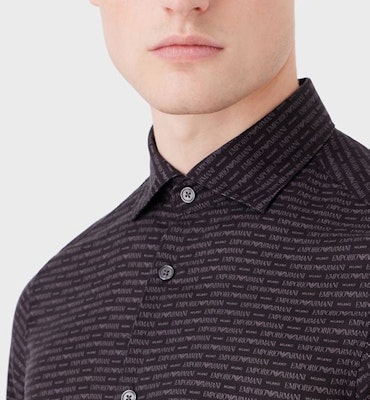 엠포리오 아르마니 블랙 로고 프린트 긴팔 셔츠. 6R1CN1-1NKGZ-1F054 Details for 엠포리오 아르마니 블랙 로고 프린트 긴팔 셔츠. 6R1CN1-1NKGZ-1F054