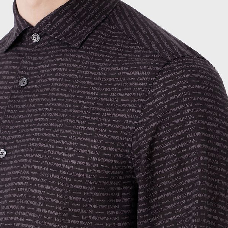 Sizing エンポリオアルマーニ ロゴプリント入りブラック長袖シャツ 6R1CN1-1NKGZ-1F054