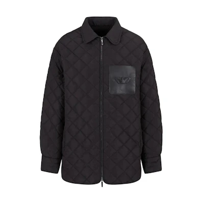 EMPORIO ARMANI Black Logo Quilted Zip Jacket Long Sleeve Outerwear. 6D1B6V-1K78Z-0999