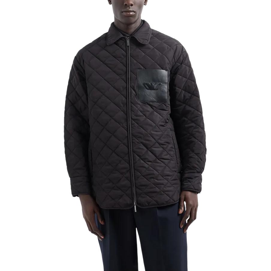 EMPORIO ARMANI  Black Logo Quilted Zip Jacket Long Sleeve Outerwear. 6D1B6V-1K78Z-0999 圖 4
