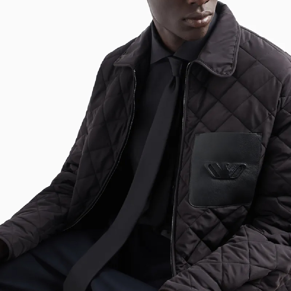 EMPORIO ARMANI  Black Logo Quilted Zip Jacket Long Sleeve Outerwear. 6D1B6V-1K78Z-0999 圖 6