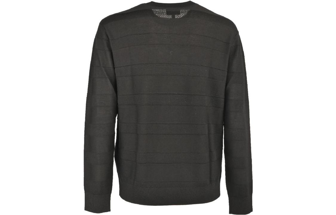 Lookbook Jersey Emporio Armani Negro con Cuello Redondo y Estampado de Logo a Rayas. 6R1MX9-1MCWZ-F015