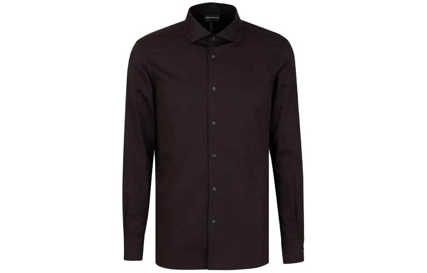 EMPORIO ARMANI  Black Long-Sleeve Button-Up Shirt. 6R1C86-1NVYZ-F087