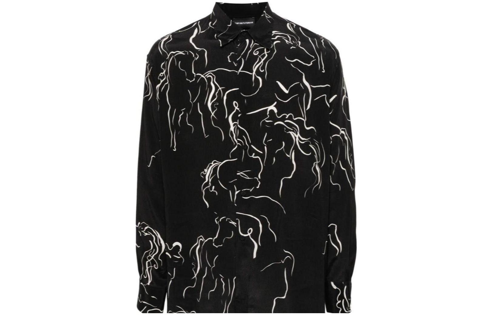 Emporio Armani  Black Long-Sleeve Printed Polo Shirt. E31F27F1022991 圖 2