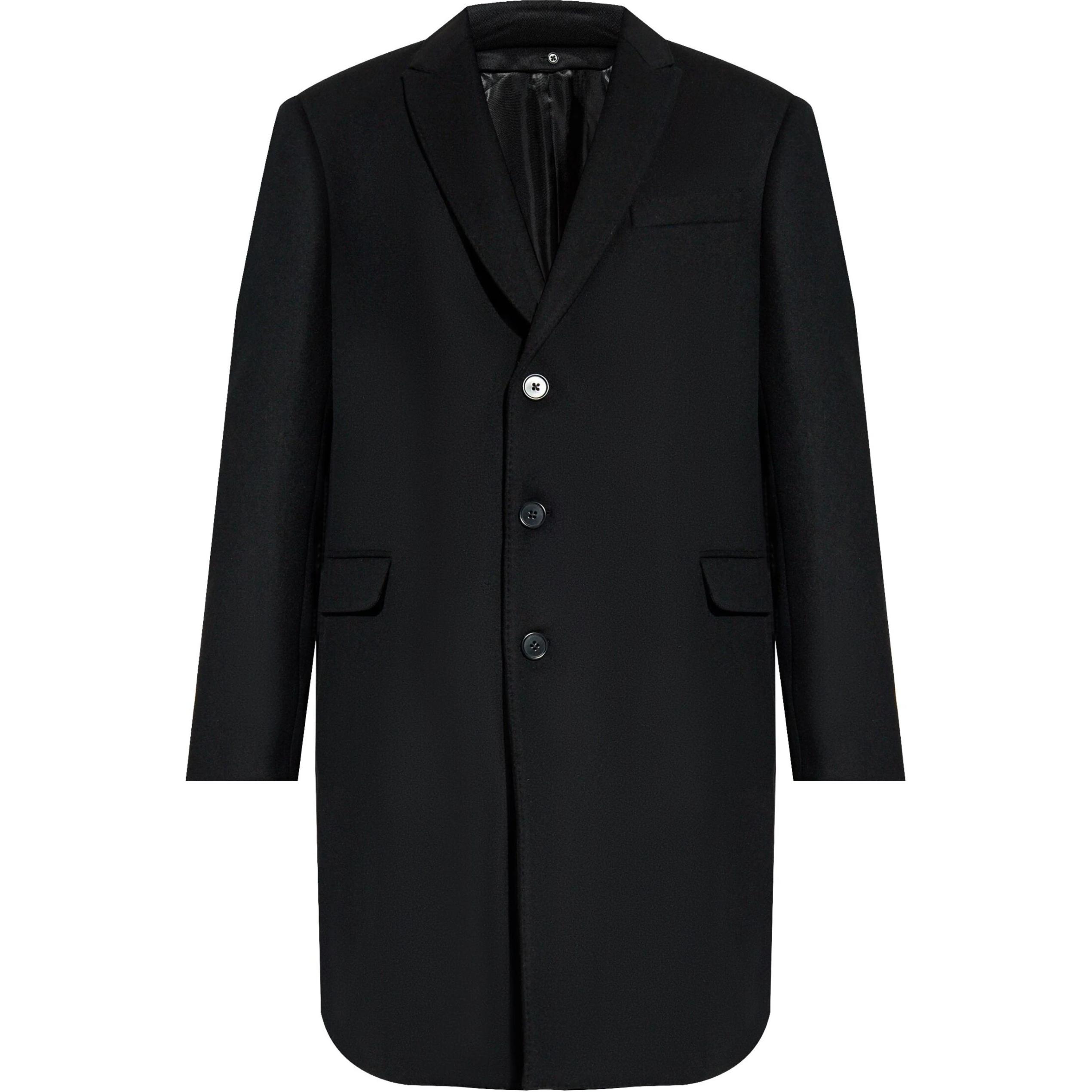 EMPORIO ARMANI  Black Long Coat Single-Breasted Solid Color SS24. EM000355T-E11298-UC001