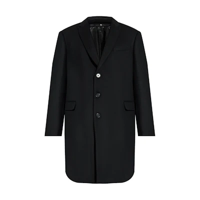 EMPORIO ARMANI Black Long Coat Single-Breasted Solid Color SS24. EM000355T-E11298-UC001