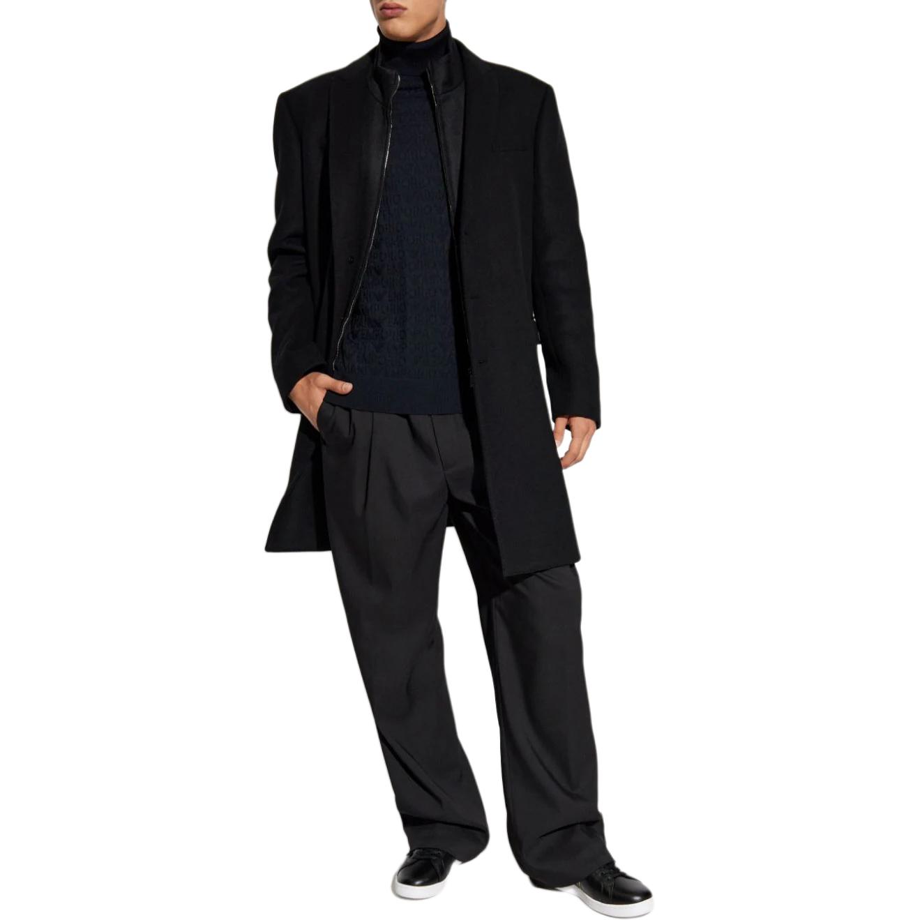 Purchase EMPORIO ARMANI 黑色單排扣長版外套 素色 SS24 EM000355T-E11298-UC001