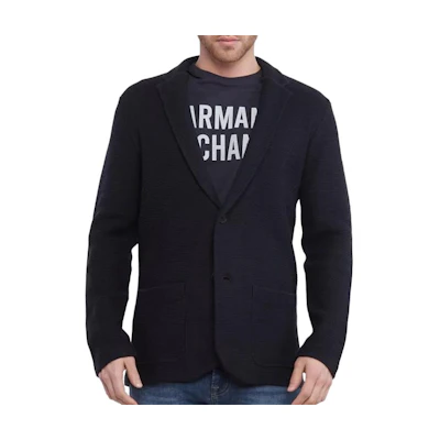 Emporio Armani Black Long Sleeve Jacket with Back Logo Print. 3LZG1A -ZMX8Z-1200