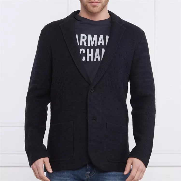 Shop Emporio Armani  Black Long Sleeve Jacket with Back Logo Print. 3LZG1A -ZMX8Z-1200