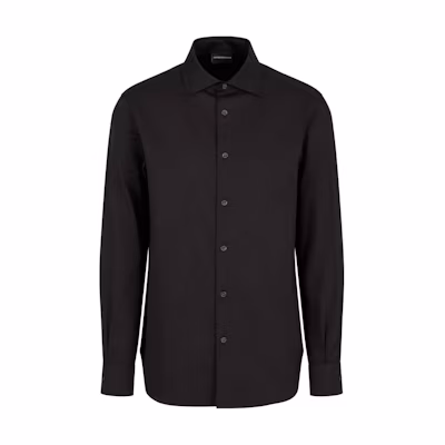 EMPORIO ARMANI Black Long Sleeve Straight Fit Jacquard Pattern Shirt 6D1C86-1NIUZ-F019