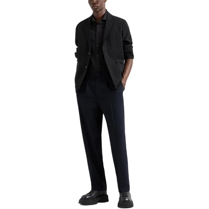 Purchase EMPORIO ARMANI  Black Long Sleeve Straight Fit Jacquard Pattern Shirt 6D1C86-1NIUZ-F019