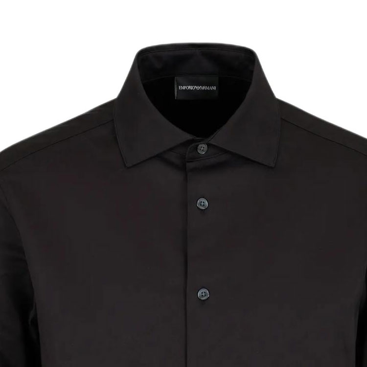 Sizing EMPORIO ARMANI  Black Long Sleeve Straight Fit Jacquard Pattern Shirt 6D1C86-1NIUZ-F019