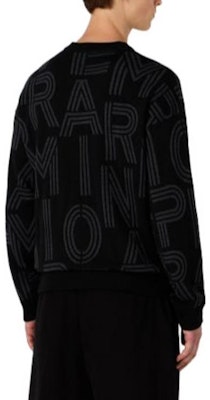 Emporio Armani Black Loose-fit Letter Crewneck Sweater. 6R1MXK-1MNKZ-1F090 Shop Emporio Armani Black Loose-fit Letter Crewneck Sweater. 6R1MXK-1MNKZ-1F090