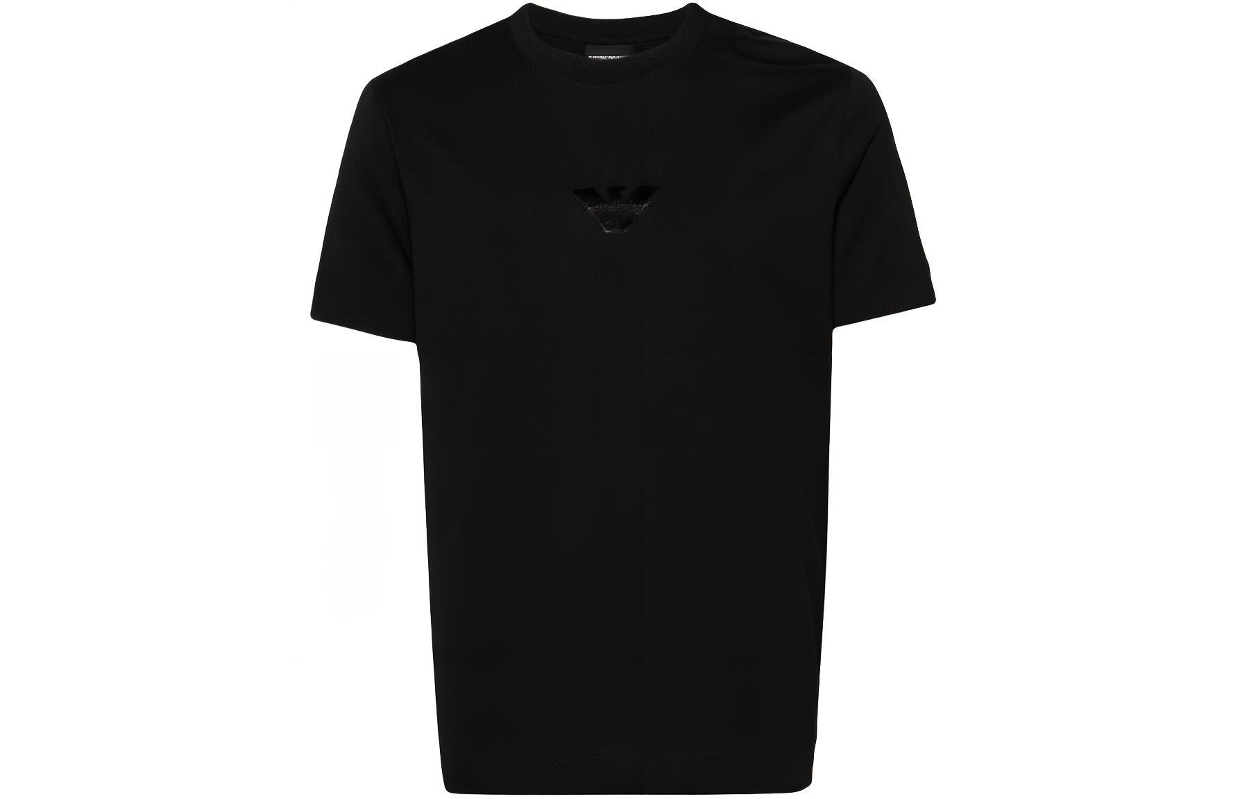 Order EMPORIO ARMANI  Black Loose Fit Embroidered Eagle Tee SS24. 3D1TH0-1JOCZ