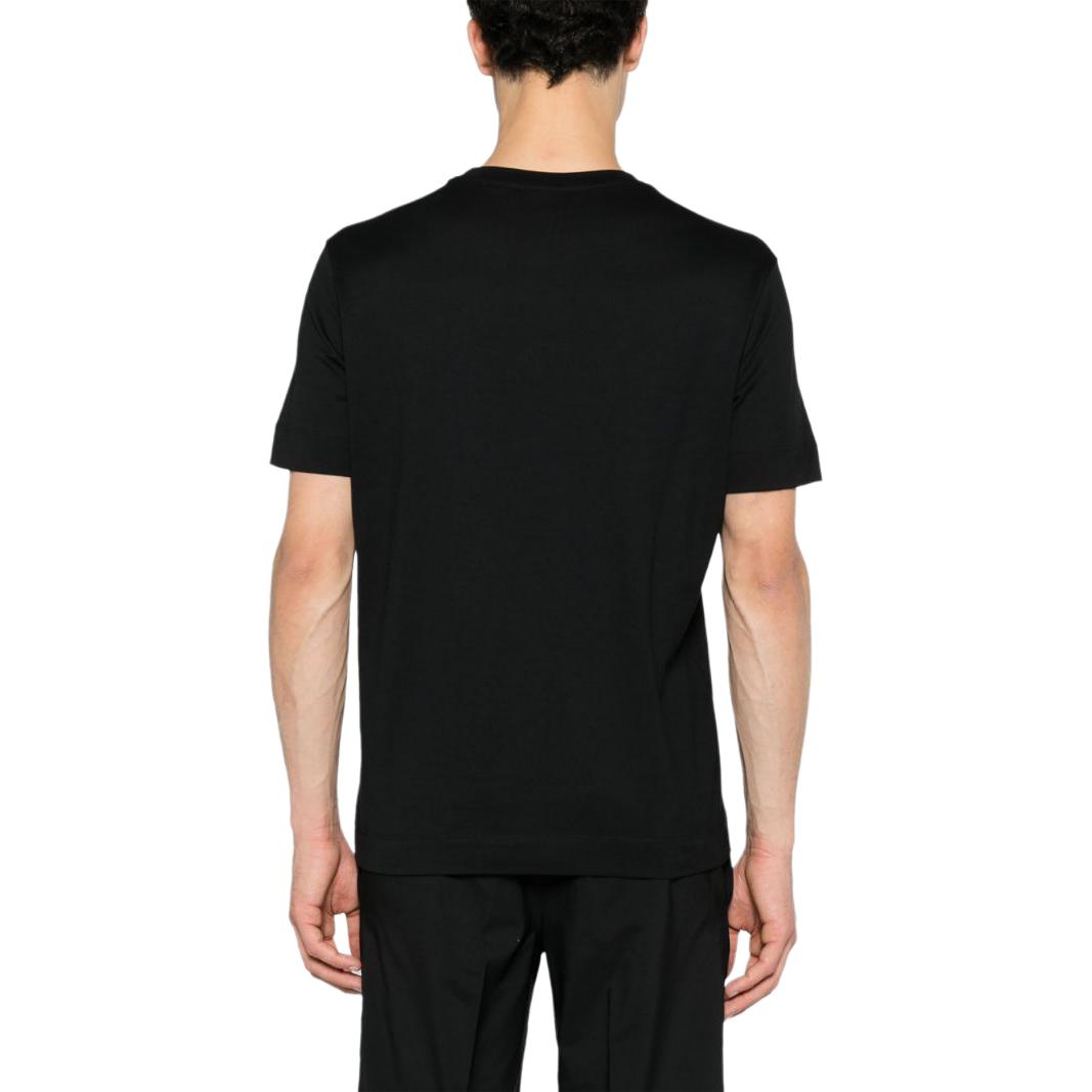 Shop EMPORIO ARMANI  Black Loose Fit Embroidered Eagle Tee SS24. 3D1TH0-1JOCZ