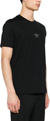 EMPORIO ARMANI Black Loose Fit Embroidered Eagle Tee SS24. 3D1TH0-1JOCZ Purchase EMPORIO ARMANI Black Loose Fit Embroidered Eagle Tee SS24. 3D1TH0-1JOCZ