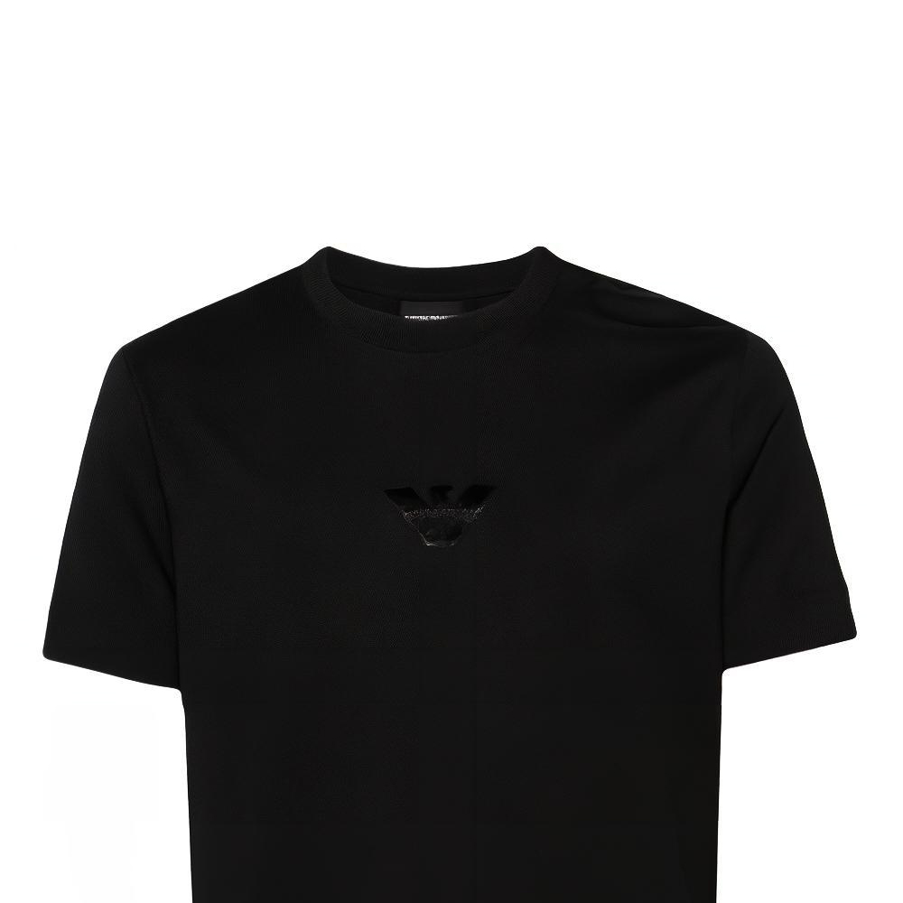 Sizing EMPORIO ARMANI  Black Loose Fit Embroidered Eagle Tee SS24. 3D1TH0-1JOCZ