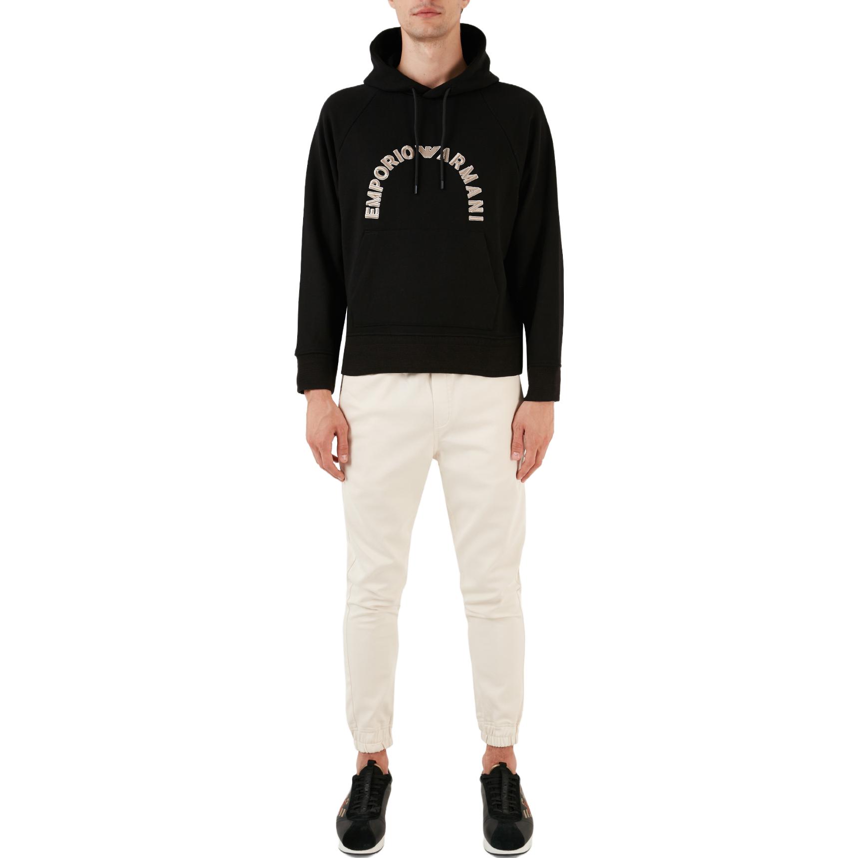 EMPORIO ARMANI  Black Loose Fit Hoodie with Letter Print. 6R1ME9-1JWPZ-00C5 圖 3