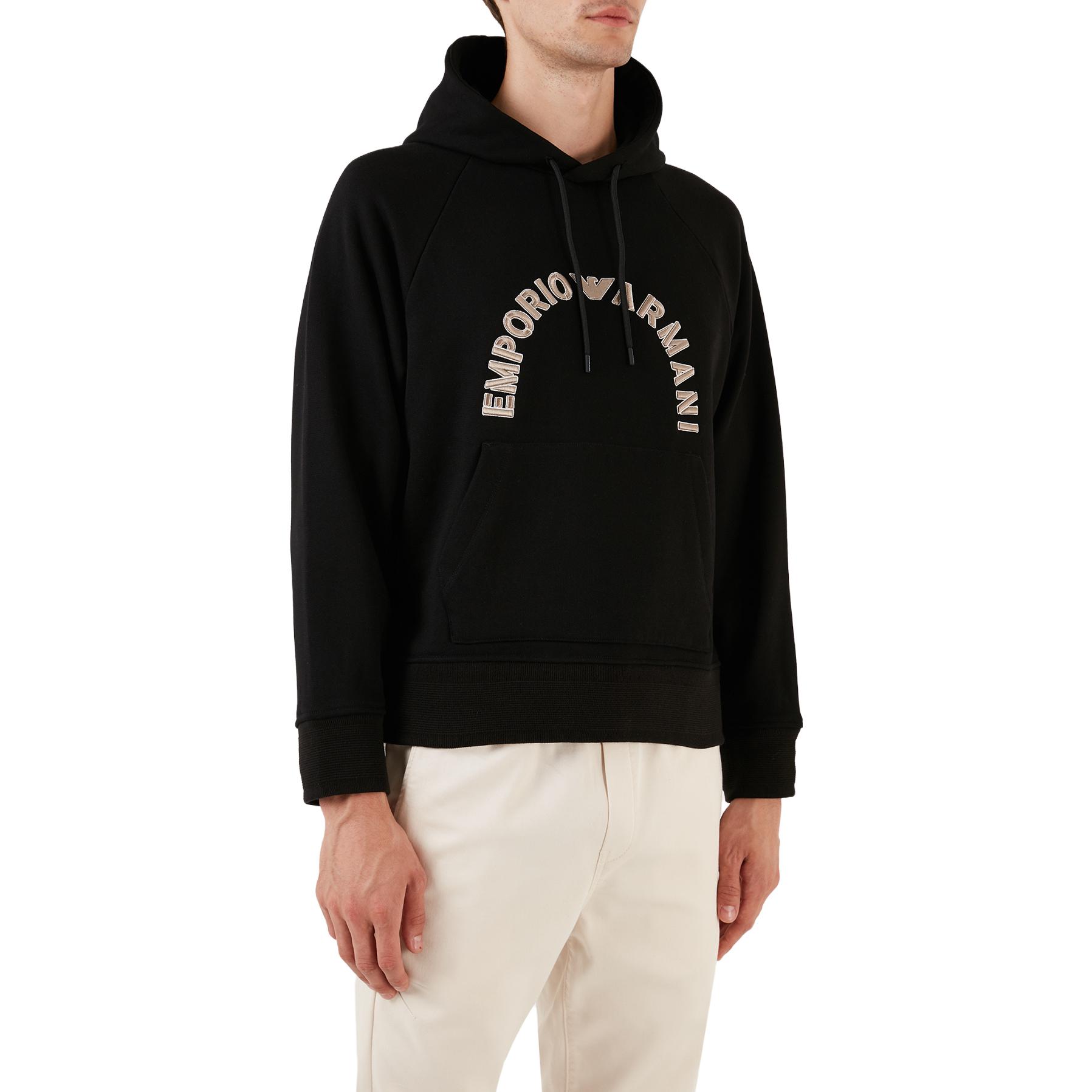 EMPORIO ARMANI  Black Loose Fit Hoodie with Letter Print. 6R1ME9-1JWPZ-00C5 圖 5