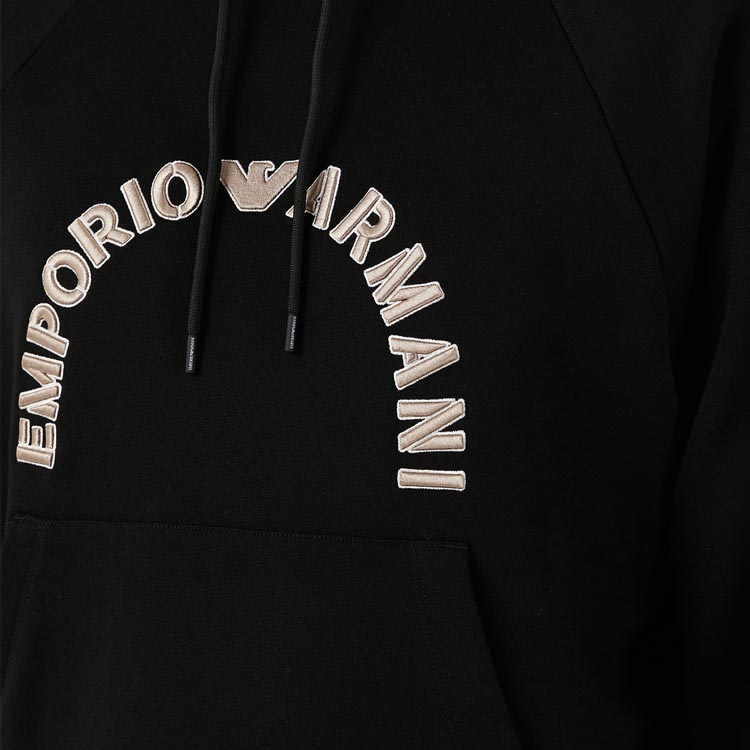 EMPORIO ARMANI  Black Loose Fit Hoodie with Letter Print. 6R1ME9-1JWPZ-00C5 圖 6
