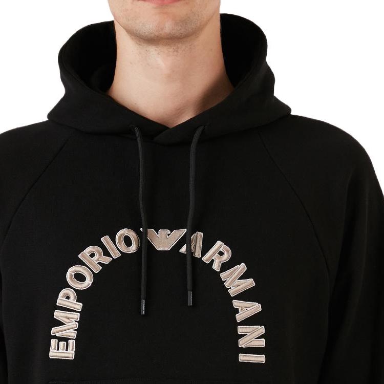 EMPORIO ARMANI  Black Loose Fit Hoodie with Letter Print. 6R1ME9-1JWPZ-00C5 圖 7