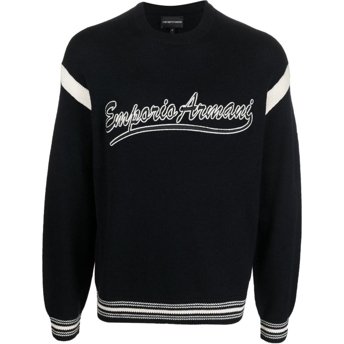 EMPORIO ARMANI  Black Loose Fit Letter Crew Neck Sweater. 6R1MXA1MFUZ0999