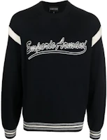 EMPORIO ARMANI Black Loose Fit Letter Crew Neck Sweater. 6R1MXA1MFUZ0999 EMPORIO ARMANI Black Loose Fit Letter Crew Neck Sweater. 6R1MXA1MFUZ0999