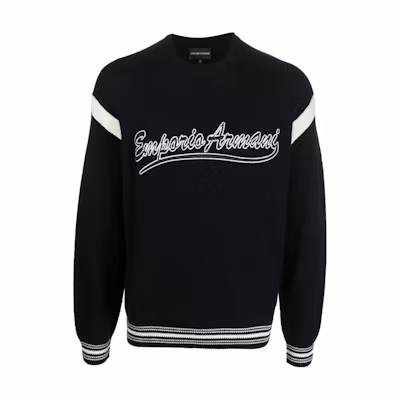 EMPORIO ARMANI Black Loose Fit Letter Crew Neck Sweater. 6R1MXA1MFUZ0999
