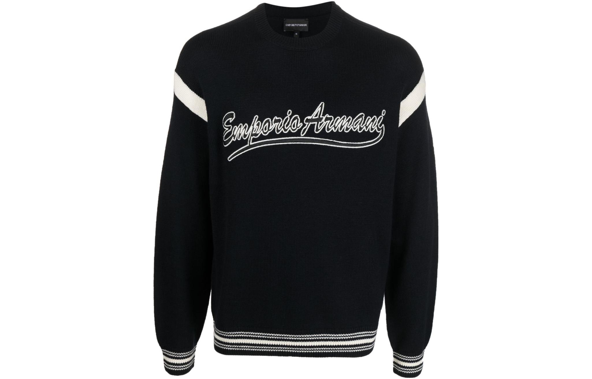 Order EMPORIO ARMANI Suéter Negro Loose Fit con Cuello Redondo y Letras. 6R1MXA1MFUZ0999