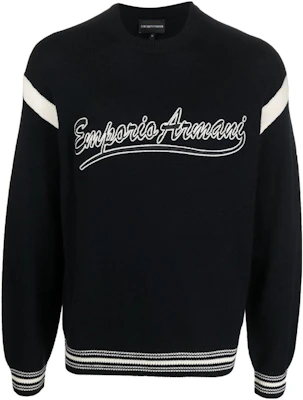EMPORIO ARMANI Suéter Negro Loose Fit con Cuello Redondo y Letras. 6R1MXA1MFUZ0999 Order EMPORIO ARMANI Suéter Negro Loose Fit con Cuello Redondo y Letras. 6R1MXA1MFUZ0999