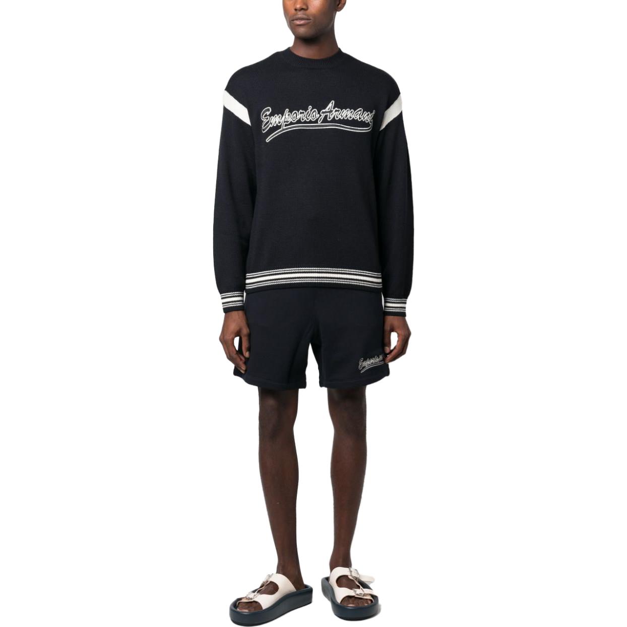 Lookbook EMPORIO ARMANI Suéter Negro Loose Fit con Cuello Redondo y Letras. 6R1MXA1MFUZ0999