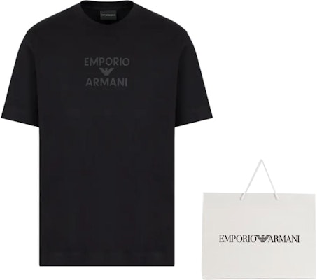 EMPORIO ARMANI 黑色寬鬆版LOGO字母印花短袖T恤 EM000780-AF12926-UC001 Shop EMPORIO ARMANI 黑色寬鬆版LOGO字母印花短袖T恤 EM000780-AF12926-UC001