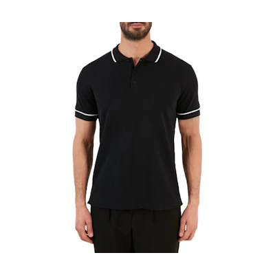 Emporio Armani Black Polo Shirt with Animal Letter Print Design. 3K1F8P-1JM2Z-0022